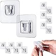 JIALTO 10 Pcs Heavy Duty Waterproof Double-Sided Adhesive Wall Hooks - Strong Plastic Hooks for Wall Hangings, Robes, Bathroom, Kitchen - Stainless Steel Finish