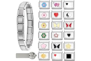 GREENYRE Italian charm bracelet, 9 mm, Italian charms, Italian charm bracelet set, Italian bracelet, gift for women, mum, fashion trend