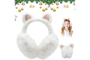 UQTUKO Scaldaorecchie per bambini, paraorecchie per bambini, invernali, graziose orecchie di gatto, design pieghevole, caldo e soffice, paraorecchie in morbido peluche per attività all'aria aperta,