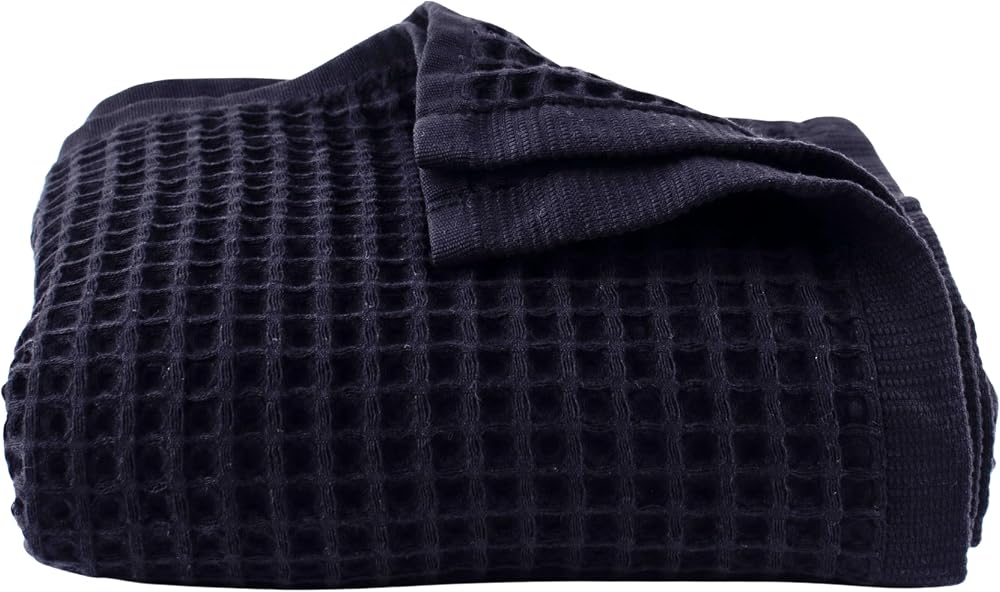 PÜSKÜL Lüks Waffle Banyo Havlusu, 80x160 cm Büyük Boy Havlu Pakette 1-Adet | Siyah, 100% Pamuk Emici Yumuşak Hızlı Kuruyan Yüksek Kaliteli Waffle Petek Dokuma Ekstra Geniş Banyo & Plaj Havlusu