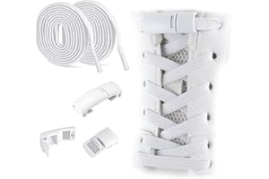 Mooshy Elastische Schnürsenkel Schnürsenkel Ohne Binden mit Metallverschluss Universeller Gummi Schnürsenkel No Tie Shoelaces Weiß Schnürsenkel Erwachsene Flach Schnürsenkel Kinder 1 Paar