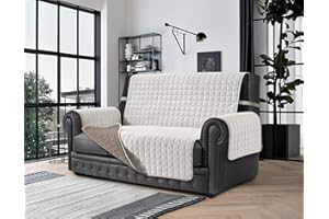 BANZAII TEXTILE INNOVATOR ONLINE Banzaii Copridivano 2 Posti Antimacchia, Salvadivano Trapuntato Bicolore Panna/Sabbia per Seduta da 115 a 140 cm