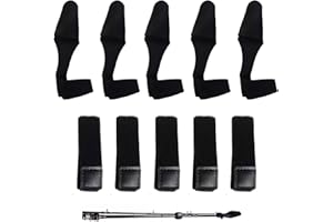 NCOALE 10 Stück Rutenbänder Angeln Set, Rutenschutz Elastische Angelrutentaschen, Angelrutenhalter Klettbänder Angelzubehör für Binden von Angelruten und Casting Schutz (Schwarz)