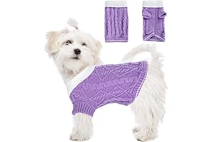 FADCAER lila Katze Hund Pullover Winter Hundepullover Kleine Hunde Weiche Strickpullover Warm Mantel Haustier für Bulldogge Dackel Mops Chihuahua Hundekostüm für Kleine Mittelgroße Hunde und Katzen (L, Lila)