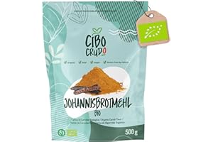 ‎CIBO CRUDO CRUDO BIOLOGICO VEGAN Carob Powder Organic - 500 g Natural Sweet Fibre and Minerals Rich Carob Powder from Carob Tree. Carob Bread Flour