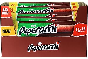 Peperami Big Bite - BBQ Flavour - Smoked Pork Salami Sausage - Box of 20 x 28 Grams