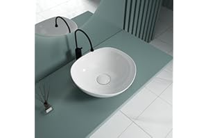 DB DUROVIN BATHROOMS Durovin Bathrooms Ceramic Bathroom Basin - Countertop Sink Vessel - Round Washing Bowl - 420 x 380 x 130mm (WxDxH)