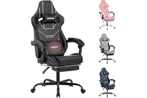 WOTSTA Gaming Chair, Ergonomic Gaming Chair, Computer Chair with Headrest and Lumbar, Racing Computer Chairs, Height Adjustable Rotating PC Chairs, Black