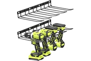 WELDUN 2 unidades de almacenamiento de herramientas para 8 herramientas eléctricas, soporte de pared, organizador para garaje, espacio de herramientas