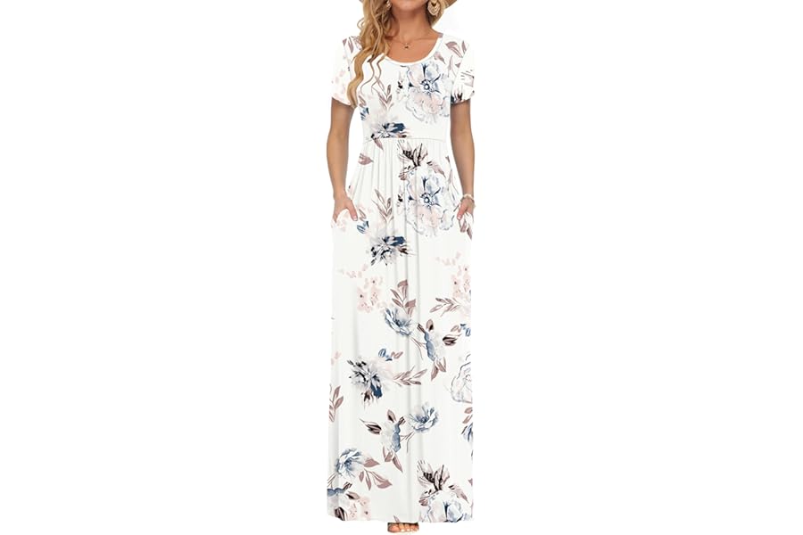 AUSELILY Maxi Dress for Women - Summer Casual Long Dresses for Ladies with Pockets