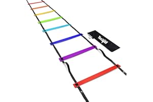 ‎YES4ALL Yes4All Koordinationsleiter bis zu 7.6M, 8/12/20 Sprossen, Koordinationstraining, Agility-Leiter, Agility Trainingsgerät, Steckhürdenset, Mehrzweckkegel