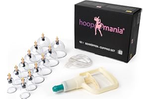 HOOPOMANIA SET DI BICCHIERI [12 pezzi] Set di bicchieri per coppettazione con pompa a vuoto per il massaggio di coppettazione