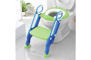 KEPLIN Réducteur Toilette Enfant avec Marche-Adaptateur de WC Portable, Réducteurs de Toilettes avec Marches Durables, Grands, Antidérapants,Rebord Souple, Adapté aux Toilettes en Forme de V, U, O