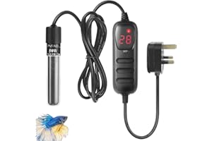 PYPABL Mini Submersible Fish Tank Heater 25W 50W 100W, Small Aquarium Heater for Fish and Turtle Tank 3-100L with External Temperature Controller(50W)