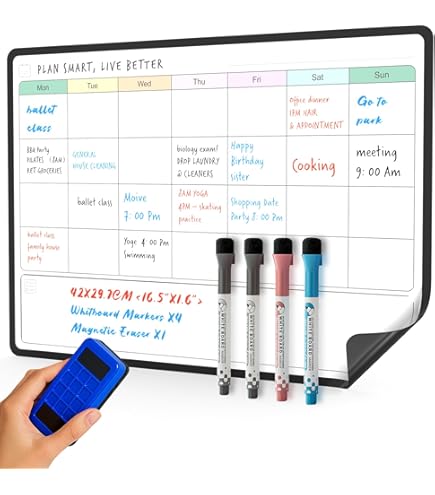 Pianificazione Pasti Lavagna Magnetica Frigorifero A3 | Calendario Settimanale E Planner Pasti | Include Pennarelli Scaldavivande Elettrico Portatile - Foto 13