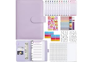 ‎MEEKYE Meekye Budget Planner A6 Binder Deutsch oder Englisch, Geld Organizer Budget Planer mit 12 Binder Taschen, 12 Budgetblätter Deutsch, Geldumschläge für Reisen Tagebuch und Geschenk