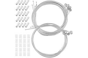 Chstarina Cavo Freno Bici, 2 Set Cavo Freni Bicicletta 6 Pezzi 1.75M e 6 Pezzi 2M Interno Cavi Freno Filo Cambio MTB con Cappellini End Crimps e Ciambelle per Mountain Bike