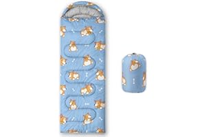 HOSIMA Kids Sleeping Bag for Boys Girls,Black Cat Print-Lightweight Warm Portable Outdoor Indoor-Waterproof Cold Weather Resistant Sleeping Bag for Camping Hiking