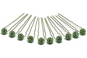 FLEXISTORE 10 Epingle à cheveux avec boule de strass - Accessoires cheveux mariage - Or - Vert