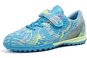 Puvvtyi Kids Football Boots,Anti-Slip Foot Shoes Laceless,Unisex Boys Girls Football Trainers