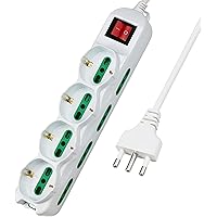 Extrastar Multipresa 12 Posti 4 polivalenti (schuko 10/16A) 8 bivalenti 10/16A, Colore bianco, Cavo 1.5 m - Spina 16A