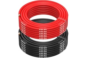 MMOBIEL Fil Électrique Câble en Cuivre Étamé - 2 Fils Séparés Rouge et Noir Chacun pour Drones, Imprimantes 3D, Batteries, Fils de Haut-parleurs, Bandes de Led (10 Awg, 10m)