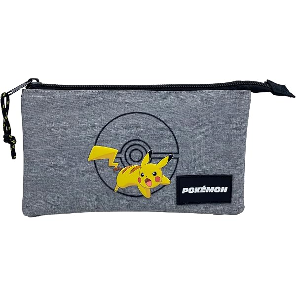 Trousse Scolaire Pokémon Pikachu - Fermeture éclair, Intérieur Doublé - Dimensions 10x22x5,5 Cm - Pour Enfants