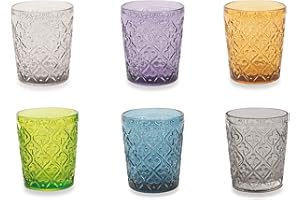 Villa d'Este Home Tivoli - Juego de 6 vasos de agua Marrakech multicolores de cristal, 5905223
