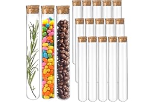 Acetiti 15 Pièces Tube à Essai avec Bouchon en Liège 30ml, 20x150mm Transparent Tube à Essai Éprouvette Petit flacon en verre pour Plante DIY Artisanat Epices Liquide Bonbons Mariage fête
