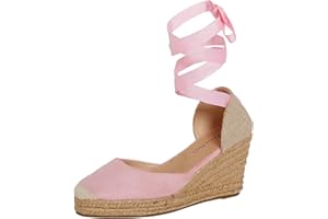 Lora Dora Sandalias de cuña de alpargata para mujer, con tiras de cuña de arpillera, zapatos de verano, correas de tobillo