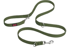 HALTI Doppelführleine - Multifunktionale Hundeleine zum Trainieren und Gassigehen mit Ihrem Hund. Leicht und mit Neopren gepolsterte. Für Welpen geeignet (Größe Groß, Waldgrün, 2m)