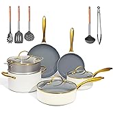OUBRL Ceramic Cookware Set,Healthy,Non Toxic,Pot and Pan Set Non Stick, Kitchen Induction Cooking Sets, with silicione Utensi