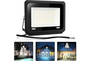 bapro Foco LED Exterior 100W 10000LM, Focos LED Exterior Blanco Frío 5000K Brillante, Proyector LED Exterior Impermeable IP65, Floodlight Luz de Seguridad para Jardín, Patio, Hotel, Garaje
