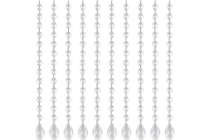 BELLE VOUS Cuentas de Cristal Transparente para Araña (Pack de 10) 34,5 cm - Abalorios para Lamparas, Prisma, Atrapa Sueños, Guirnaldas para Bodas y Fiestas