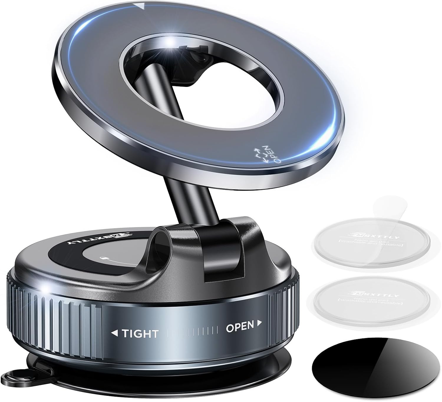MSXTTLY Vacuum Magnetic Phone Holder for Car, 2026 Vmag-S1, Suction Phone Mount 360° Rotatable, Foldable & Adjustable, for iPhone 17 Pro MAX 16 15 14 13 12 & Android, Black