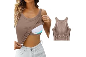 riou Canotta con Reggiseno Incorporato Ragazza Senza Maniche Canottiera Imbottita Canotte Donna con Spalline Sottili Senza Maniche Tank Shirt Basic Casual Cami Estiva per Sportiva