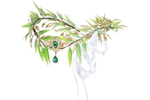 BBXWANG Coroncina Fiori Bambina, Ghirlanda Fiori Artificiali Corona Fiori Coroncina Sposa con Nastro, Elfo Corona di Fiori per Capelli Boho Coroncine Fiori per Halloween, Matrimonio, Festa (Foglie verdi)