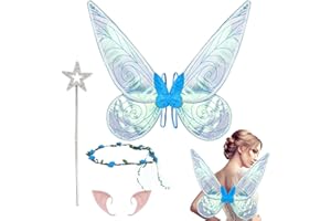 ZIWIJITY Fairy Wings for Girls & Women - Angle Wings Butterfly Costumes for Halloween Cosplay,Dress Up Party with Elf Ears Headband Magic Wand