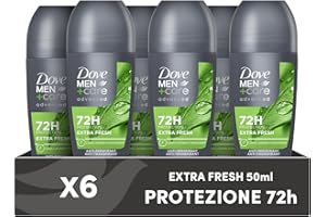 DOVE MEN + CARE Dove Men+Care Roll On Advanced Care Extra Fresh, Deodorante Uomo Antitraspirante Senza Alcol, con 1/4 di Crema Idratante, Protezione Fino a 72 Ore, 6 Pezzi da 50 ml
