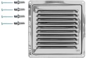 DEMLOU Kratka Wentylacyjna Wykonana z Niemagnetycznej Stali Nierdzewnej AISI 316, Nawiewnik Wewnętrzny/Zewnętrzny, Kratka Wentylacyjna Inox, Dyfuzor Powietrza ze Stali Nierdzewnej. (18 x 18 cm)