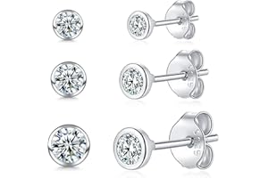 Damen Ohrstecker Silber 925-3 Paar Klein Sterling Silber Ohrstecker Ohrringe Set mit Zirkonia Knorpel Funkelnd Unendlichkeit Ohrstecker Schmuck für Oktoberfest Damen Herren Geschenke 2/3/4mm