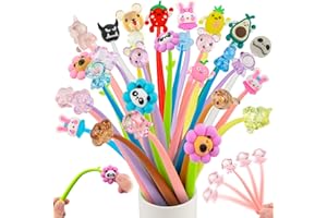 PGPBW 30 Kristalle Gelschreiber Set, Kawaii Gel Stifte Tiere und Blumen, Fidget Pen Kinder, Squishy Stifte für Mitgebsel Kindergeburtstag, Give Aways Kindergeburtstag Gastgeschenke