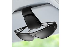 BILIONE Magnetic Leather Sunglass Holder, Eyeglass Hanger Clip for Car Sun Visor, Suitable for Different Size Eyeglasses (Black)