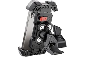 Grefay Uchwyt na telefon komórkowy do motocykla Uchwyt na telefon komórkowy do roweru [2025 Podwójna amortyzacja drgań] Uchwyt na kierownicę do iPhone'a 16 15 14 13 12 Pro Max,smartfon (szary)