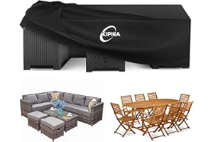Kipiea Pokrowce na Meble Ogrodowe, Wodoszczelny, Prostokątne Zewnątrz Okrowiec Ochronny na Stół na Krzesło Wiatroszczelny, 420D pokrowce na stół ogrodowy Anti-UV, bez łez- 280x213x71cm