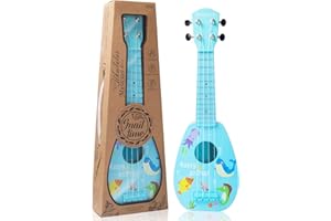 HENGI Kindergitarre, 17 Zoll Acoustic Gitarre Kinder, Ukulele mit 4 Saiteninstrumenten und Plektrenfür Anfänger Geeignet und Kinder, Neujahrsgeschenke(Blau)