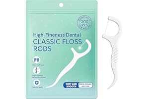 wilcractk 200 Uds Hilo Dental con Mango Blanco, Seda Dental Tipo Arcos Desechable con Alta Elasticidad, Palillos Interdentales para Niños y Adultos, Limpieza Bucal Diaria, Viaje y Hoteles