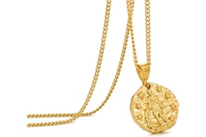 Speroto Zodiac Necklace - Stainless Steel 12 Constellation Necklace for Men/Women Gold/Silver Plated Matching Necklaces - Horoscope Astrology Embossed Pendant Necklace - Gifts for Women Men