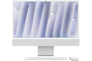 Apple iMac Computer desktop all-in-one: Chip M4, CPU 8-core e GPU 8-core: display Retina 24'', 16GB di memoria unificata, 256GB di archiviazione SSD, con accessori. Per iPhone/iPad; Argento