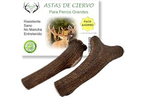 ARTISAN GIFT CO Asta de Ciervo para Perros, Mordedores 100% Naturales - Peso Total 300 gr.+ (L Pack 2 unds.)